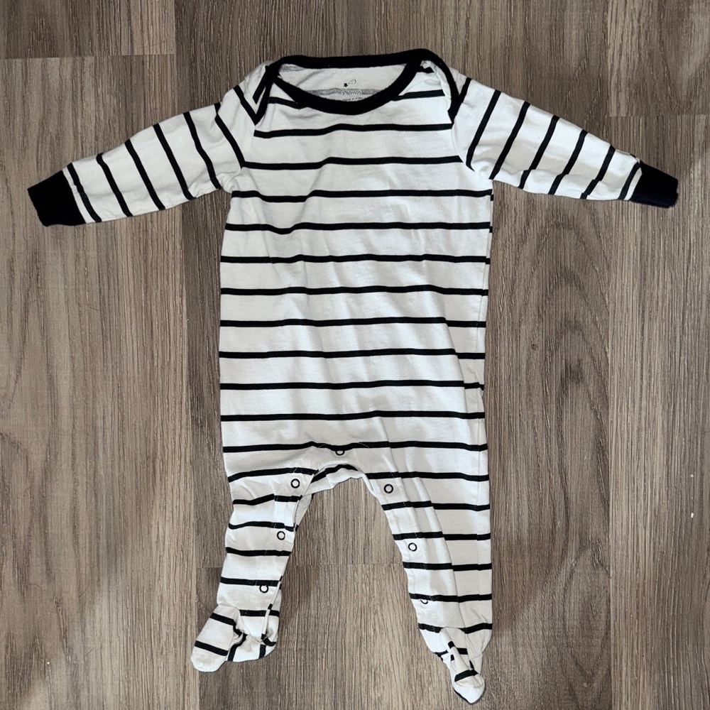 Striped Black and White 3-6 Months One Piece